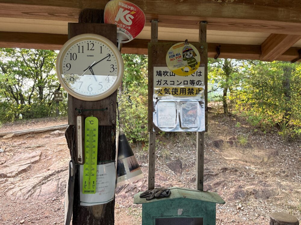 鳩吹山山頂付近の時計と温度計