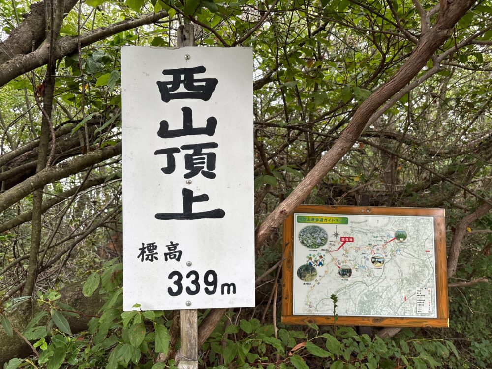 西山両見山山頂339mの山頂標識
