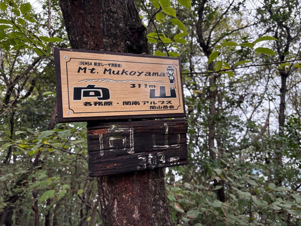 各務原アルプス向山311mの山頂標識