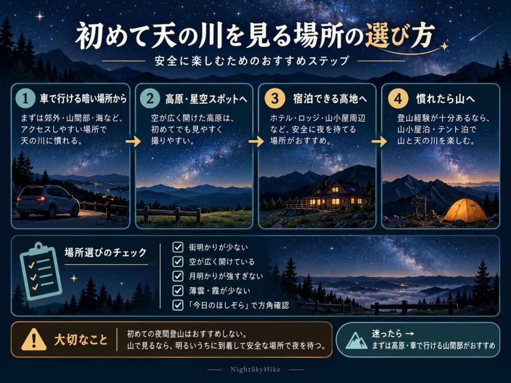 初めて天の川を見る場所を安全に選ぶための4ステップ